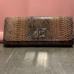 Brown croc clutch